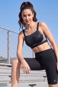 Zelocity High Impact Quick Dry Padded Sports Bra - Jet Black — thumbnail 1